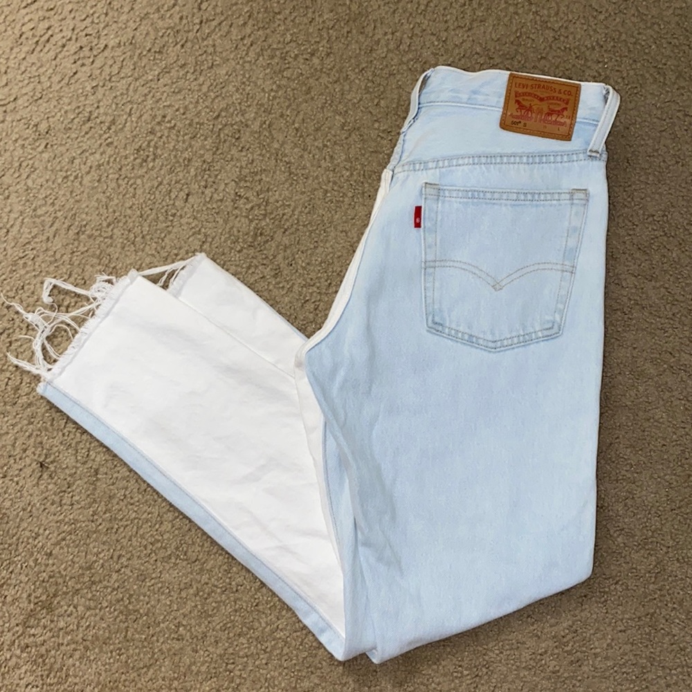 Levi’s 501 Color Block Denim Jeans, high rise straight fit